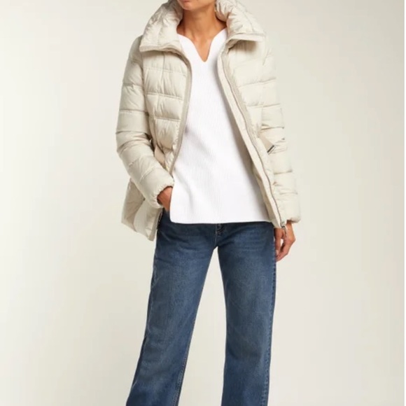 Ellen Tracy Cream Belted Puffer Jacket 